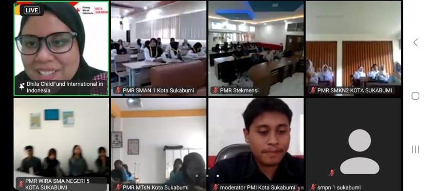 Webinar perubahan iklim digelar PMI Kota Sukabumi dan ChildFund Internasional di Indonesia.