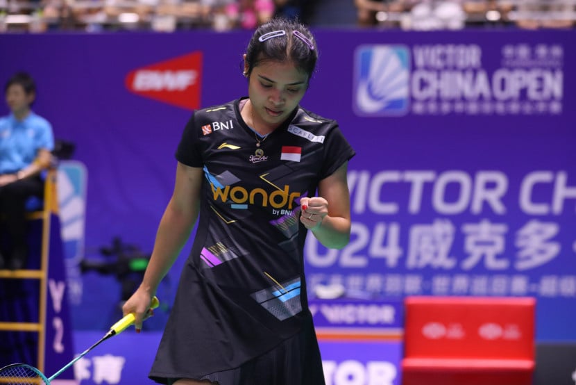 Pemain tunggal putri Indonesia, Gregoria Mariska Tunjung kalah di babak pertama China Open 2024. (PBSI)