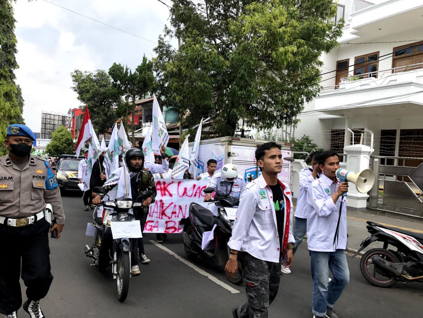 Mahasiswa Kammi Sukabumi ketika melakukan aksi unjukrasa. (Ilustrasi)