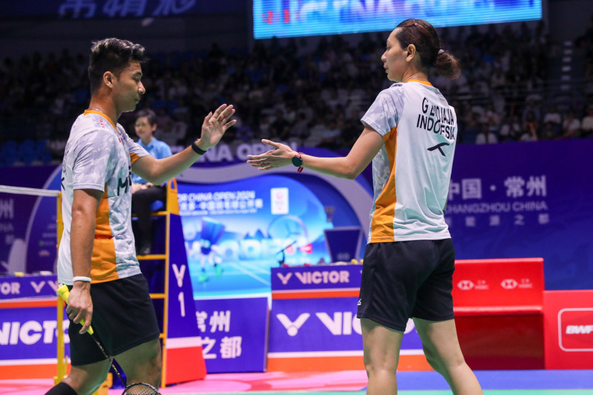 Pasangan ganda campuran Dejan Ferdinansyah/Gloria Emmanuelle Widjaja melangkah ke babak final Macau Open 2024. (PBSI)