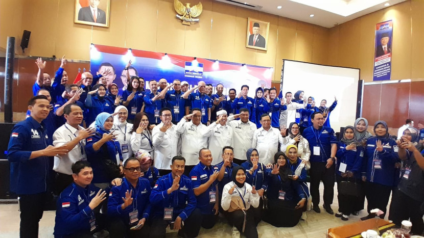 Rakerda dan Konsolidasi Partai Demokrat di Grand Hotel Preanger, Kota Bandung, Rabu (9/10/2024).