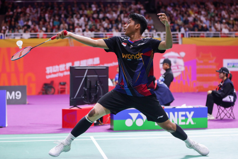 Pemain tunggal putra Moh Zaki Ubaidillah alias Ubed melangkah ke semifinal Kejuaraan Dunia Junior 2024. (PBSI)