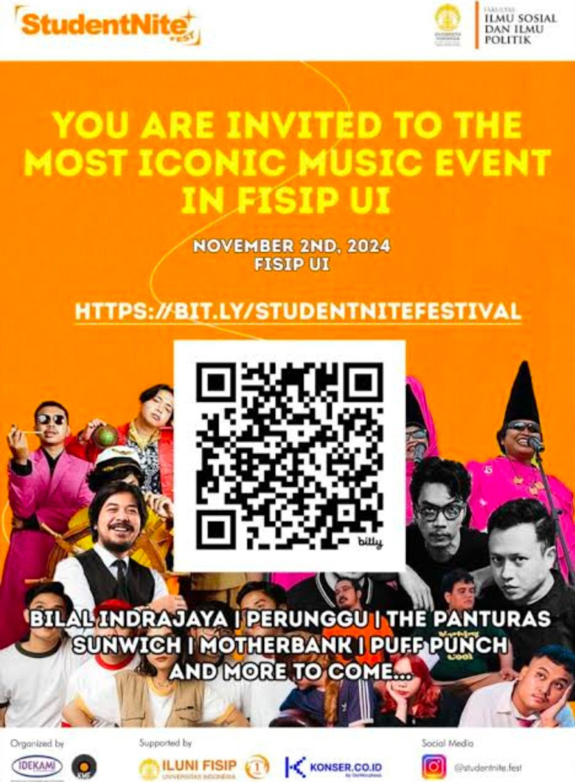 Flayer Student Nite Festival kembali hadir di FISIP UI. (Foto: Dok Ruzka Indonesia)