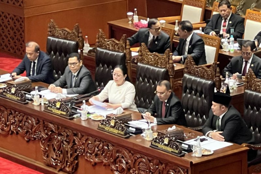 Suasana Rapat Paripurna DPR RI di kompleks parlemen, Senayan, Jakarta, Selasa (15/10/2024). (Foto: Antara)