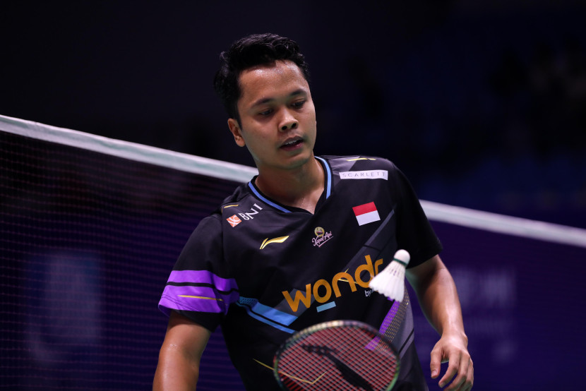 Peringkat dunia pemain tunggal putra Indonesia, Anthony Sinisuka Ginting terus menurun. (PBSI)