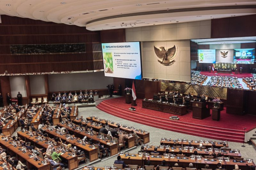 Rapat Paripurna Ke-5 DPR RI Masa Persidangan I Tahun Sidang 2024-2025 di Kompleks Parlemen, Senayan, Jakarta, Selasa (22/10/2024). (Foto: Antara)