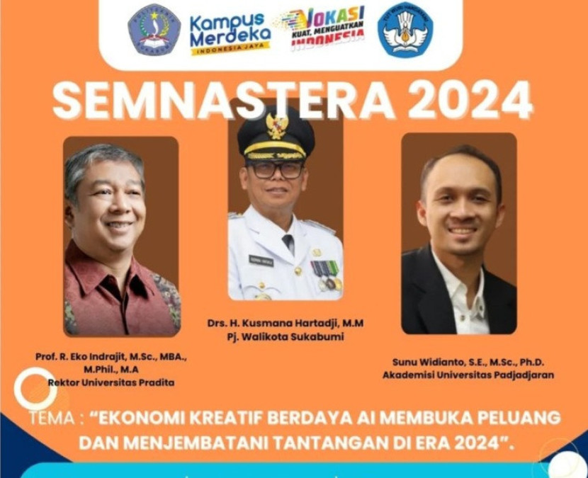 Seminar nasional mengenai AI dan ekonomi kreatif di Kota Sukabumi.