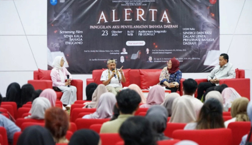 Talk Show bertema Sinergi dan Aksi dalam Upaya Preservasi Bahasa Daerah di UGM, Rabu (23/10/2024). Foto: UGM 