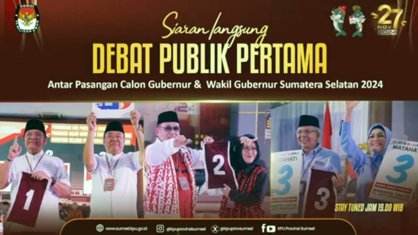 Jadwal Debat Pertama Pilkada pertama, Senin 28 Oktober 2024. (FOTO: Instagram @kpuprovinsisumsel)