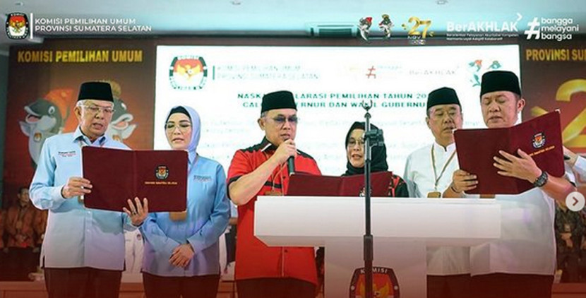 Tiga pasang calon gubernur dan wakil gubernur Sumsel Pilkada 2024. (FOTO: Instagram @kpuprovinsisumsel)