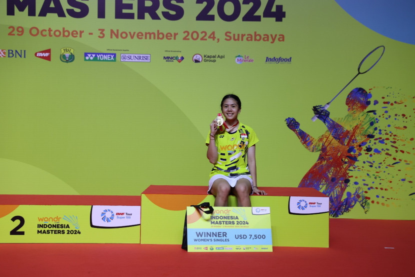 Ni Kadek Dhinda Amartya Pratiwi. Indonesia mengantongi 4 gelar juara dari turnamen Indonesia Masters II 2024 Super 100. (PBSI)