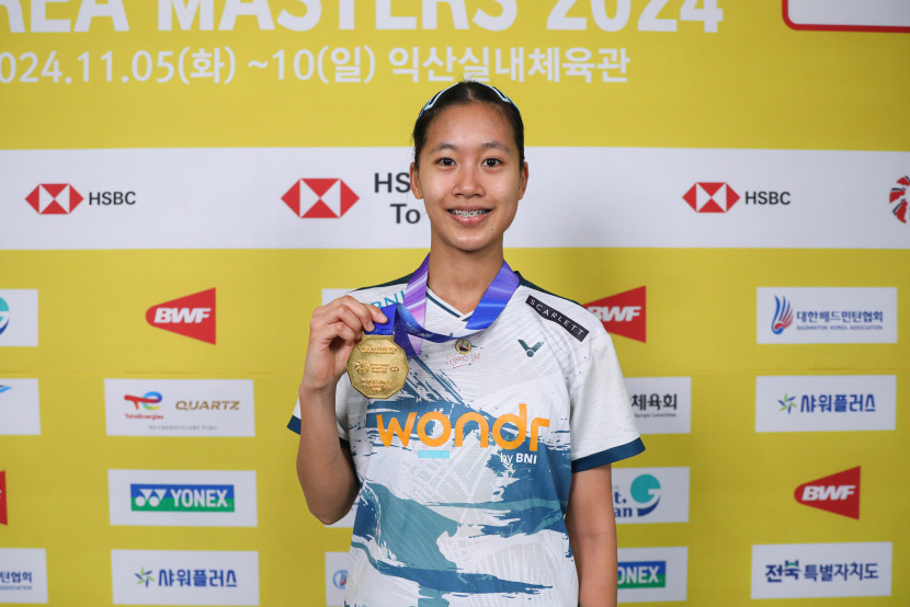 Putri Kusumawardani menjadi juara di turnamen Korea Masters 2024. (PBSI)