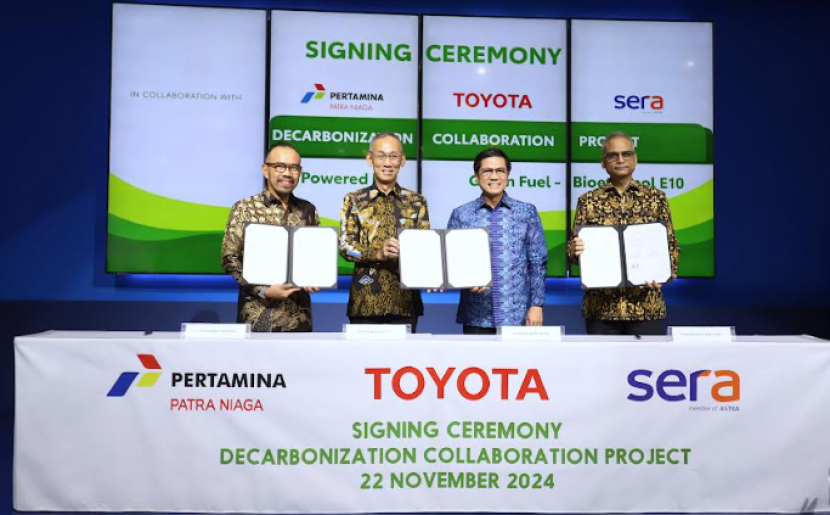 Toyota berkolaborasi dengan Pertamina dan Sera kembangkan energi alternatif.   dok TAM