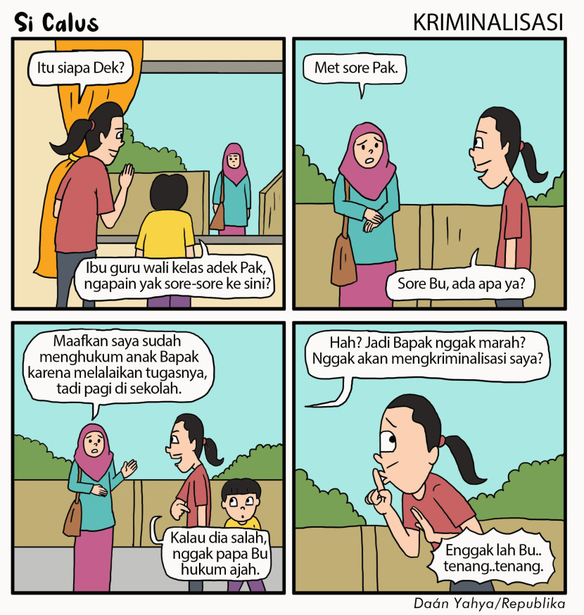 Komik Si Calus tentang kriminalisasi guru. 