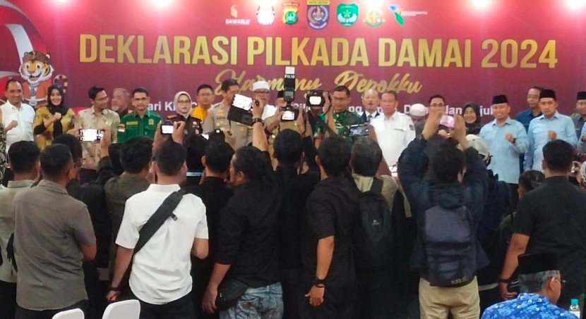 Bakesbangpol Kota Depok gelar Deklarasi Pilkada Damai 2024. (Foto: Rusdy Nurdiansyah/Ruzka)