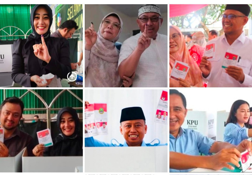 Foto-foto Wali Kota Depok dan kedua Paslon Wali Kota-Wakil Wali Kota Depok sumringah melaksanakan pencoblosan Pilkada pada Rabu (27/11/2024). (Foto: Dok Ruzka)