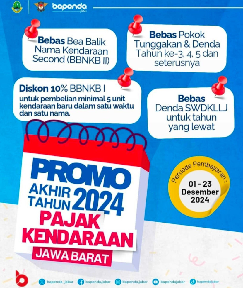 Flyer promo akhir tahun 2024 pajak kendaraan Jawa Barat. (Foto: Dok Ruzka)