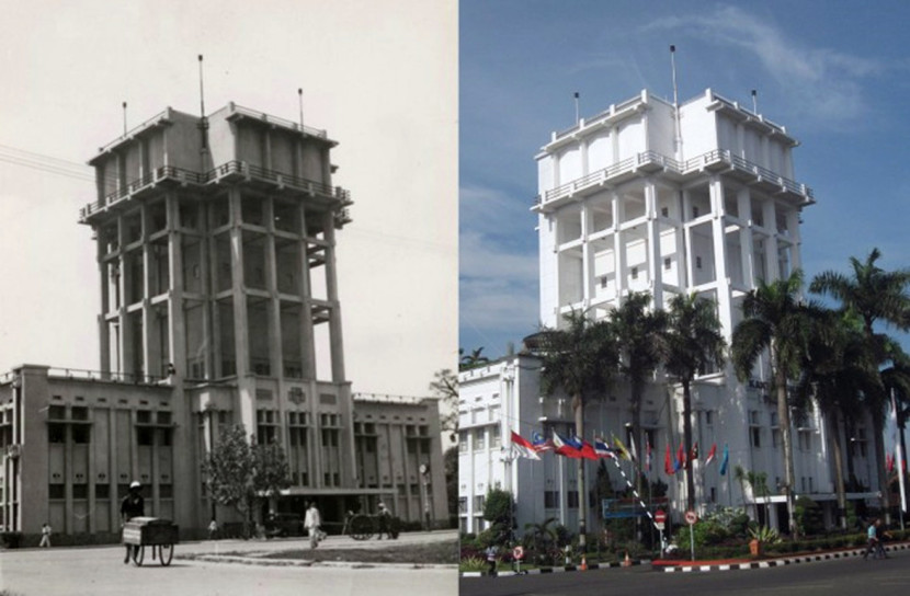 Kantor Ledeng dulu dan sekarang menjadi Kantor Wali Kota Palembang. (FOTO: https://kebudayaan.kemdikbud.go.id/bpcbjambi/)