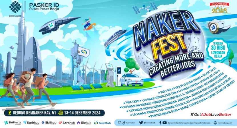 Flayer Naker Festival bertajuk Creating More and Better Jobs. (Foto: Dok RUZKA)