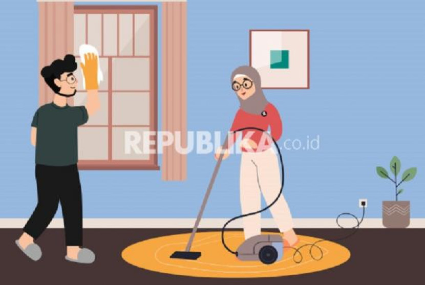 Ilustrasi membersihkan rumah. Foto: Republika