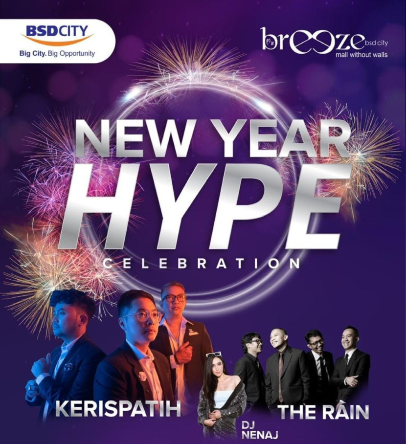 Malam pergantian tahun bertajuk “New Year’s Hype Celebration” pada 31 Desember 2024 di Mal Atrium The Breeze BSD City, Tangerang. (Foto: Ist)