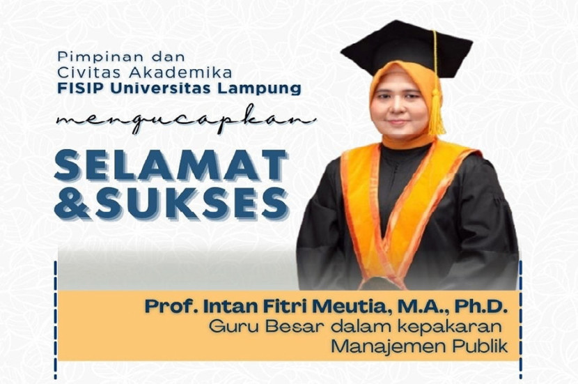 Flyer ucapan selamat Prof Intan Fitri Meutia. (FOTO: IG @fisipunlia)