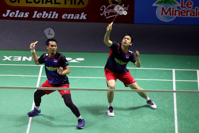 Pasangan Hendra Setiawan/Mohammad Ahsan melaju ke babak kedua Indonesia Masters 2025. (PBSI)