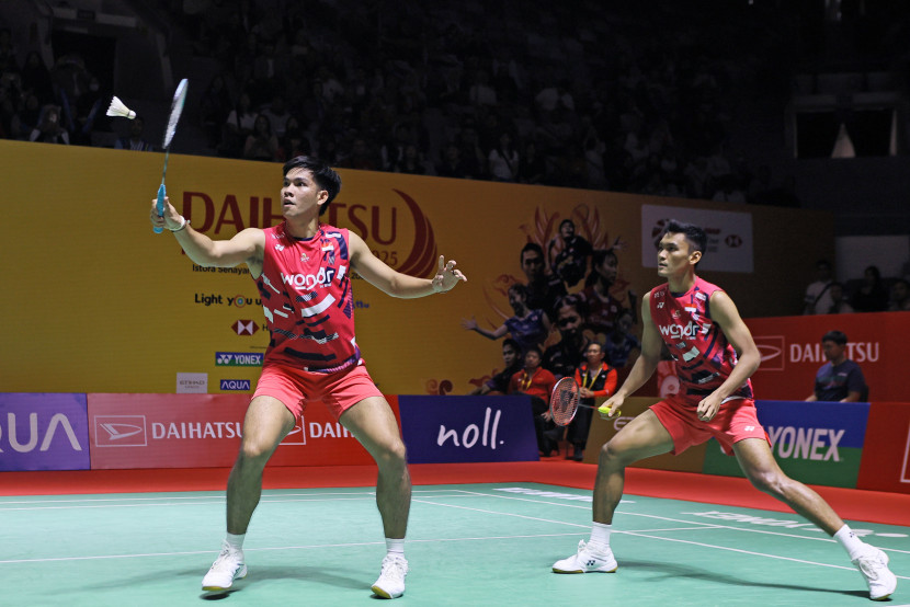 Pasangan ganda putra Daniel Marthin/Muhammad Shohibul Fikri melangkah ke babak kedua Indonesia Masters 2025. (PBSI)