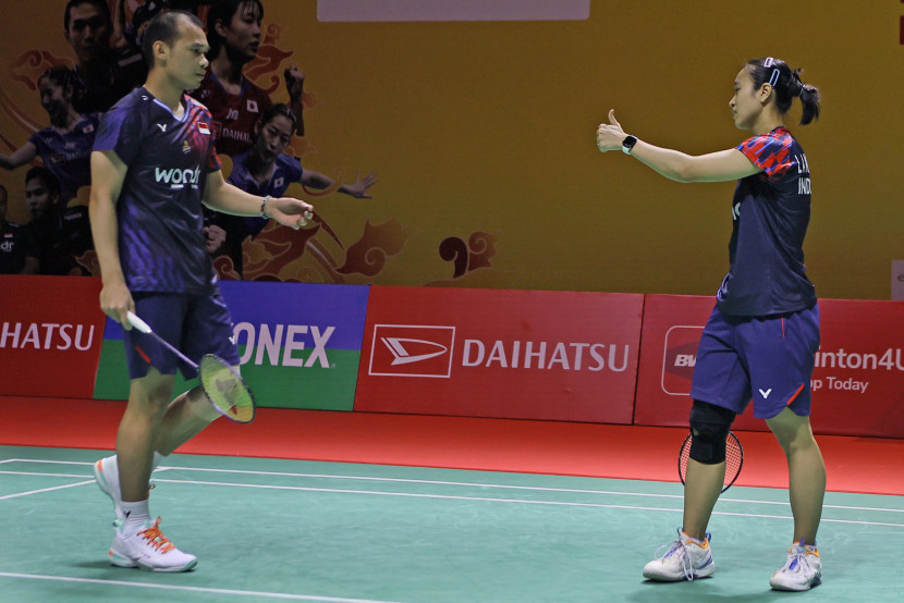 Pasangan baru Rinov Rivaldy/Lisa Ayu Kusumawati melaju ke perempat final Indonesia Masters 2025. (PBSI)