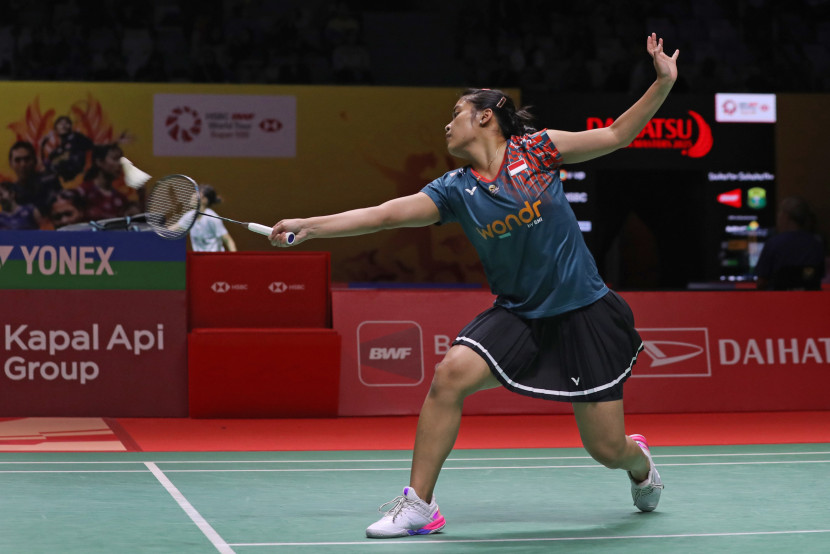 Pemain tunggal putri Gregoria Mariska Tunjung melangkah ke perempat final Indonesia Masters 2025. (PBSI)