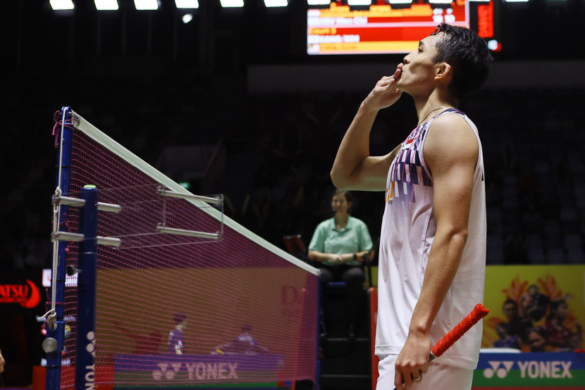 Pemain tunggal putra Jonatan Christie lolos ke babak final Indonesia Masters 2025. (PBSI)