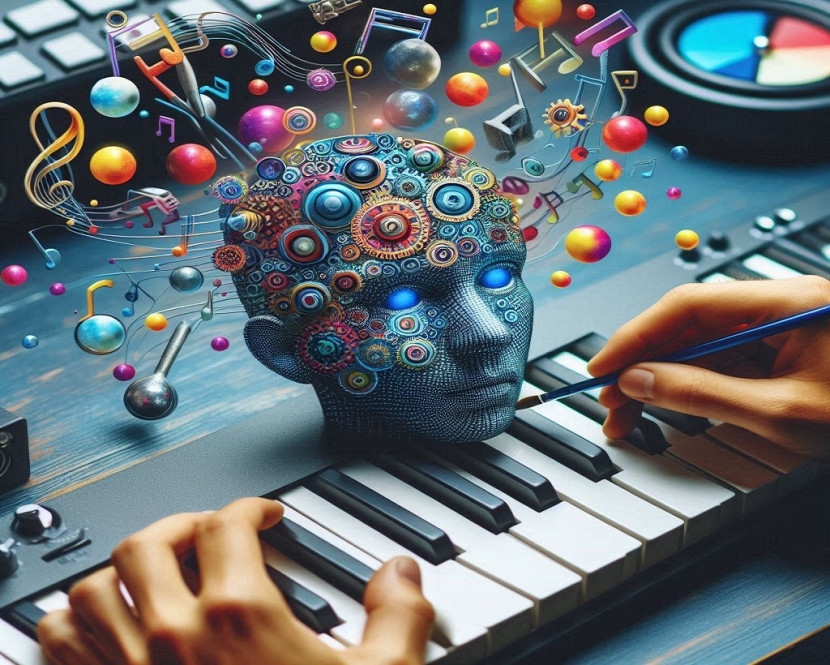 Ilustrasi AI pada musik. (FOTO: Bing Image Creator)