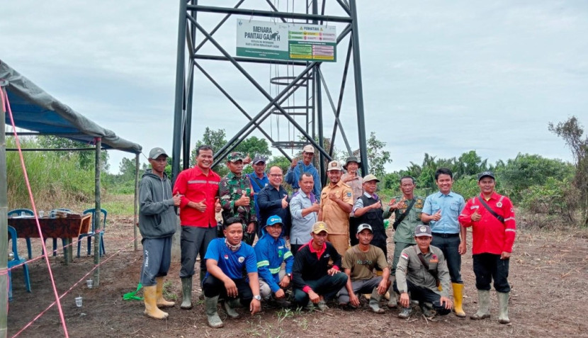 Belantara Foundation meresmikan Menara Pantau Gajah liar di Desa Jadi Mulya, Kabupaten Ogan Komering Ilir (OKI), Sumatera Selatan. (Foto: Dok Belantara Foundation)