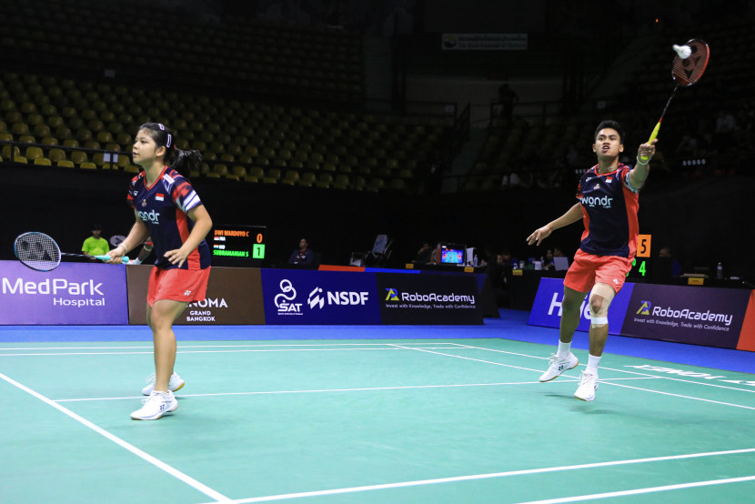 Pasangan baru Jafar Hidayatullah/Felisha Albertha Nataniel Pasaribu melangkah ke perempat final Thailand Masters 2025. (PBSI)