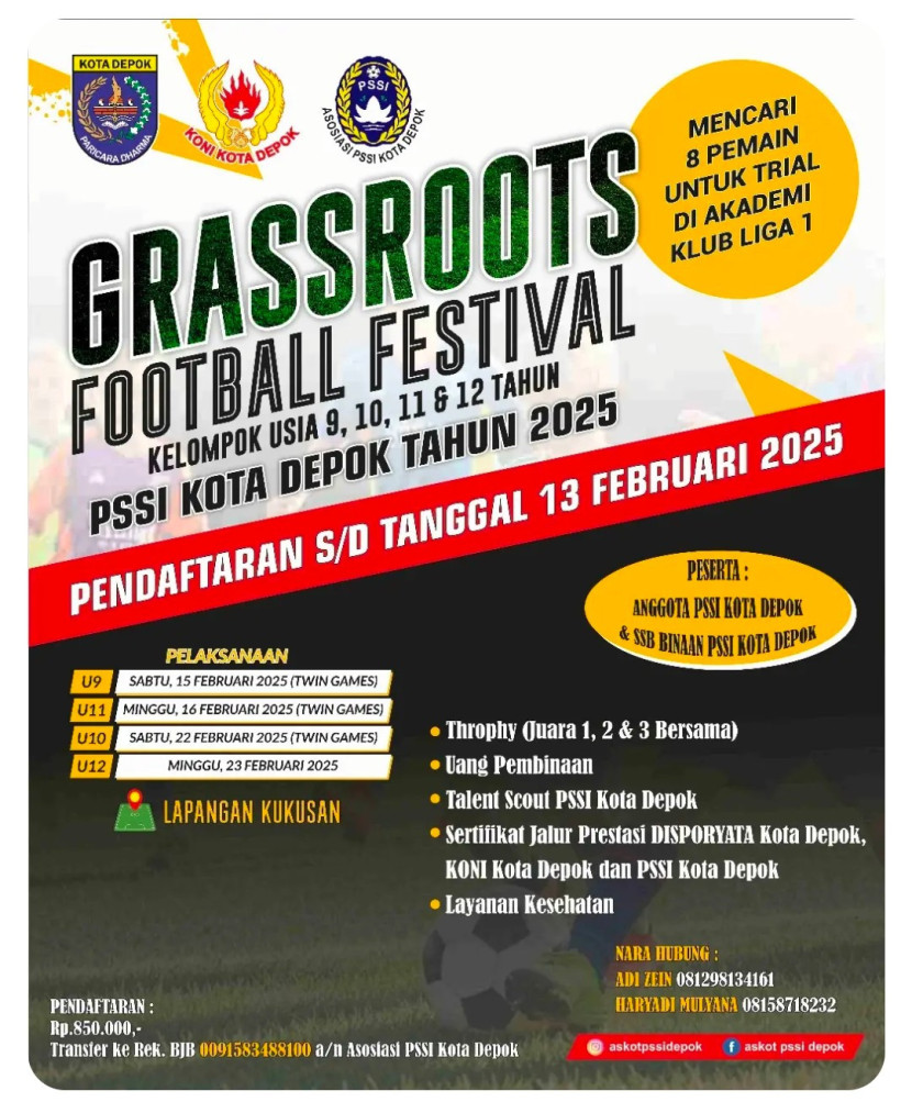 Flayer Grassroots Football Festival Kota Depok 2025. (Foto: Dok RUZKA INDONESIA)