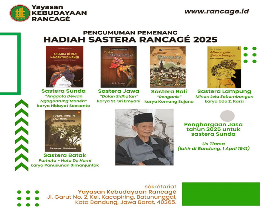 Buku karya para pemenang Hadiah Sastra Rancage 2025. (FOTO: Udo Z Karzi)