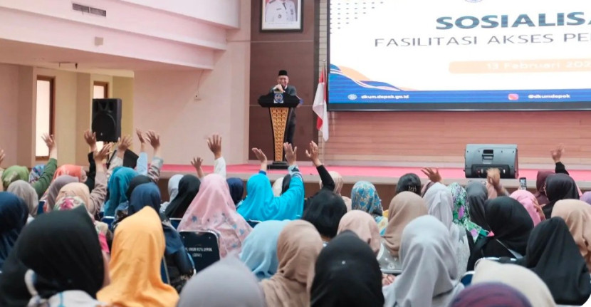 DKUM Kota Depok menggelar Sosialisasi Fasilitasi Akses Permodalan bagi 600 pelaku usaha mikro di Balai Kota Depok, pada Kamis (13/02/2025). (Foto: Dok Diskominfo Kota Depok)