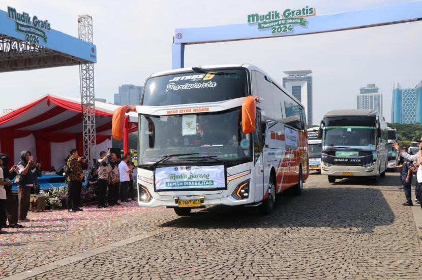 Mudik gratis yang diselenggarakan Pemprov Jakarta pada 2024. Foto: Republika.