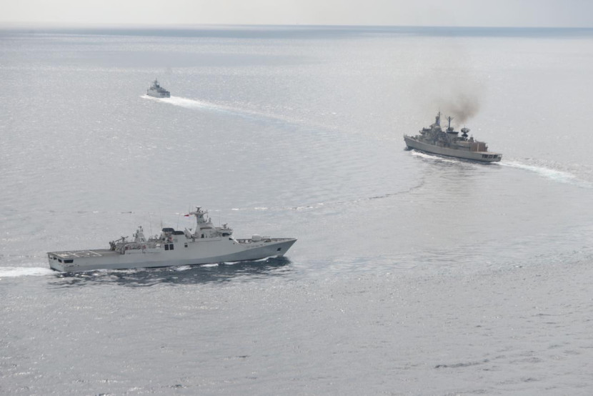 KRI Sultan Iskandar Muda-367 latihan di Perairan Mediterania, Lebanon, Rabu (19/2/2025). Sumber: Seputar Militer