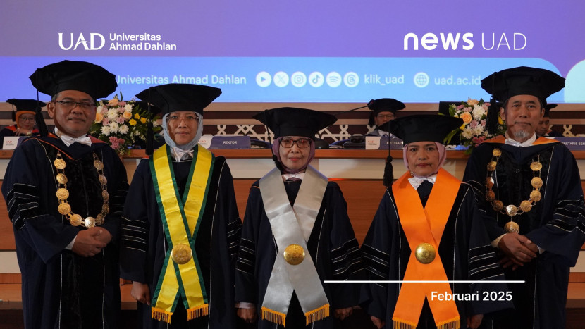 Prosesi Pengukuhan Tiga Guru Besar Universitas Ahmad Dahlan (UAD) (Foto. Humas UAD)