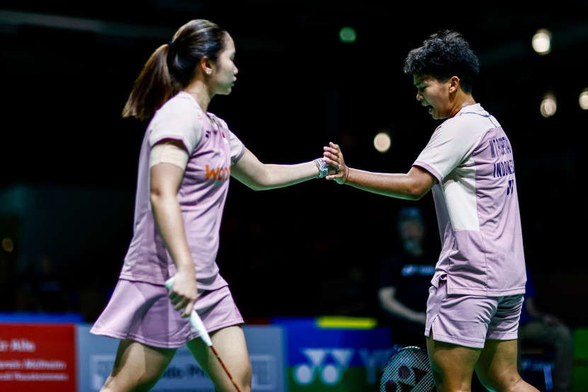 Pasangan ganda putri Rachel Allessya Rose/Meilysa Trias Puspitasari melangkah ke babak kedua German Open 2025. PBSI/Badmintonphoto/Yang Shaochen