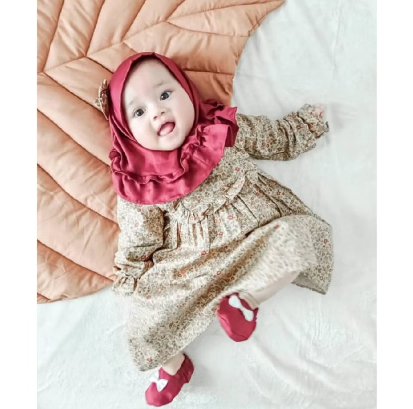 Gamis bunga anak perempuan (sumber: Shopee/ Babeebabyshop Official Shop)