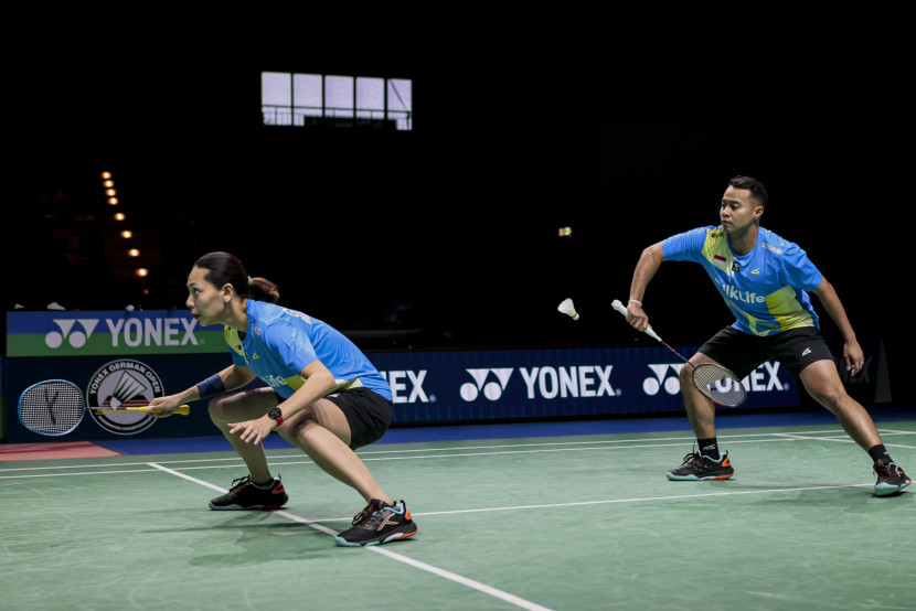 Pasangan Rehan Naufal Kusharjanto/Gloria Emmanuelle Widjaja harus puas menjadi runner up di turnamen German Open 2025. (PBSI/Badmintonphoto/Yang Shaochen)