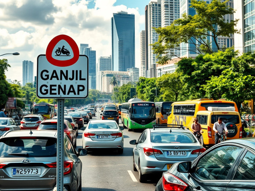 Ilustrasi ganjil genap di kota padat kendaraan. (FOTO: Assitant)
