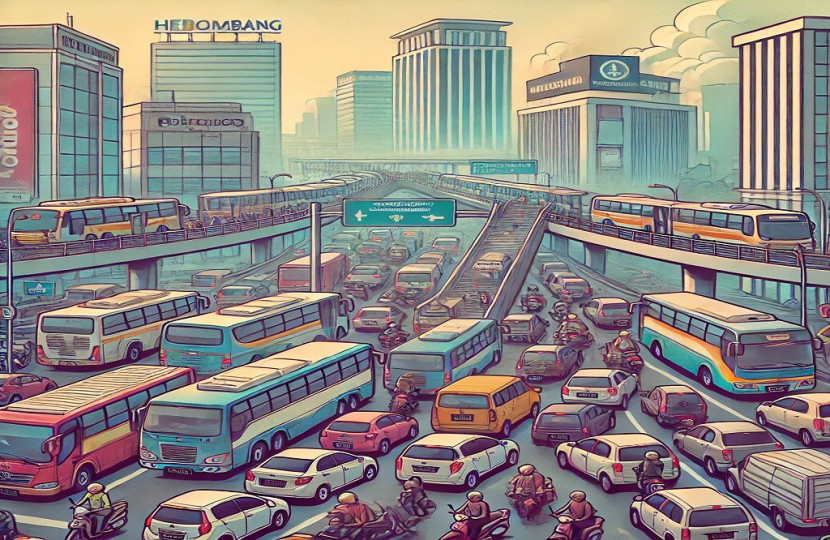 Ilustrasi kemacetan lalu lintas. (FOTO: Dall E)