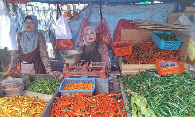 Pedagang cabai di Pasar Pandan Sari, Balikpapan. 