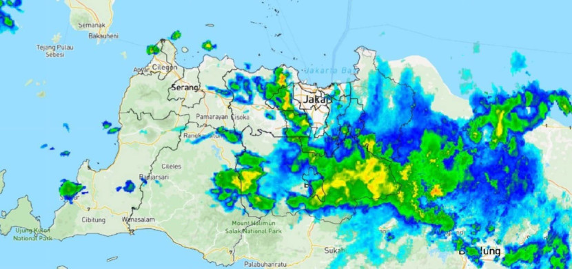 Citra radar cuaca wilayah Jabodetabek dan sekitarnya. (Foto: Dok RUZKA INDONESIA)