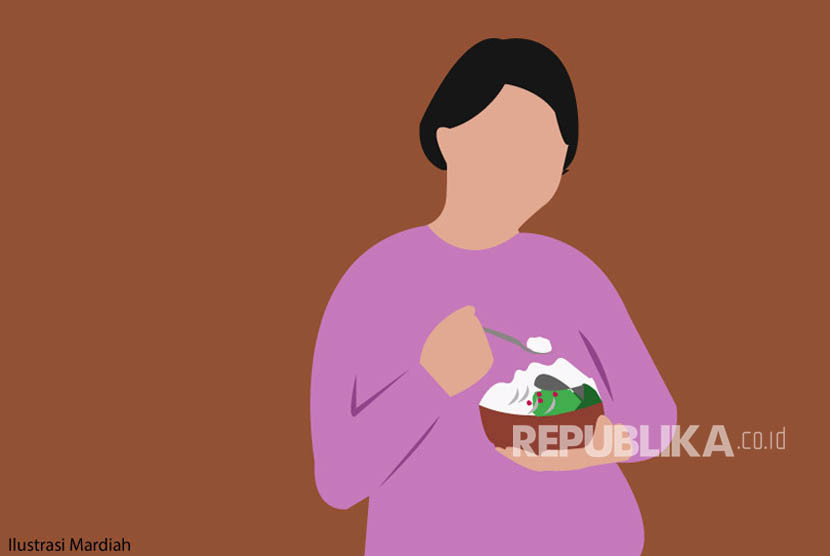 Ilustrasi. Ibu hamil makan. Gambar: Republika