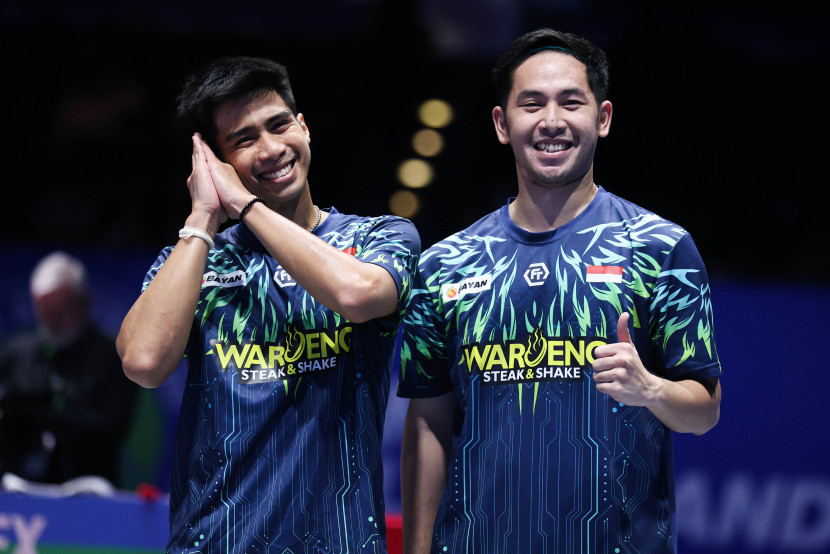 Pasangan ganda putra Sabar Karyaman Gutama/Moh Reza Pahlevi Isfahani melaju ke babak semifinal All England 2025. (PBSI)