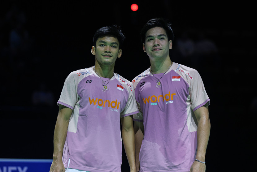 Pasangan ganda putra Daniel Marthin/Muhammad Shohibul fikri menjadi finalis di Swiss Open 2025. (PBSI)